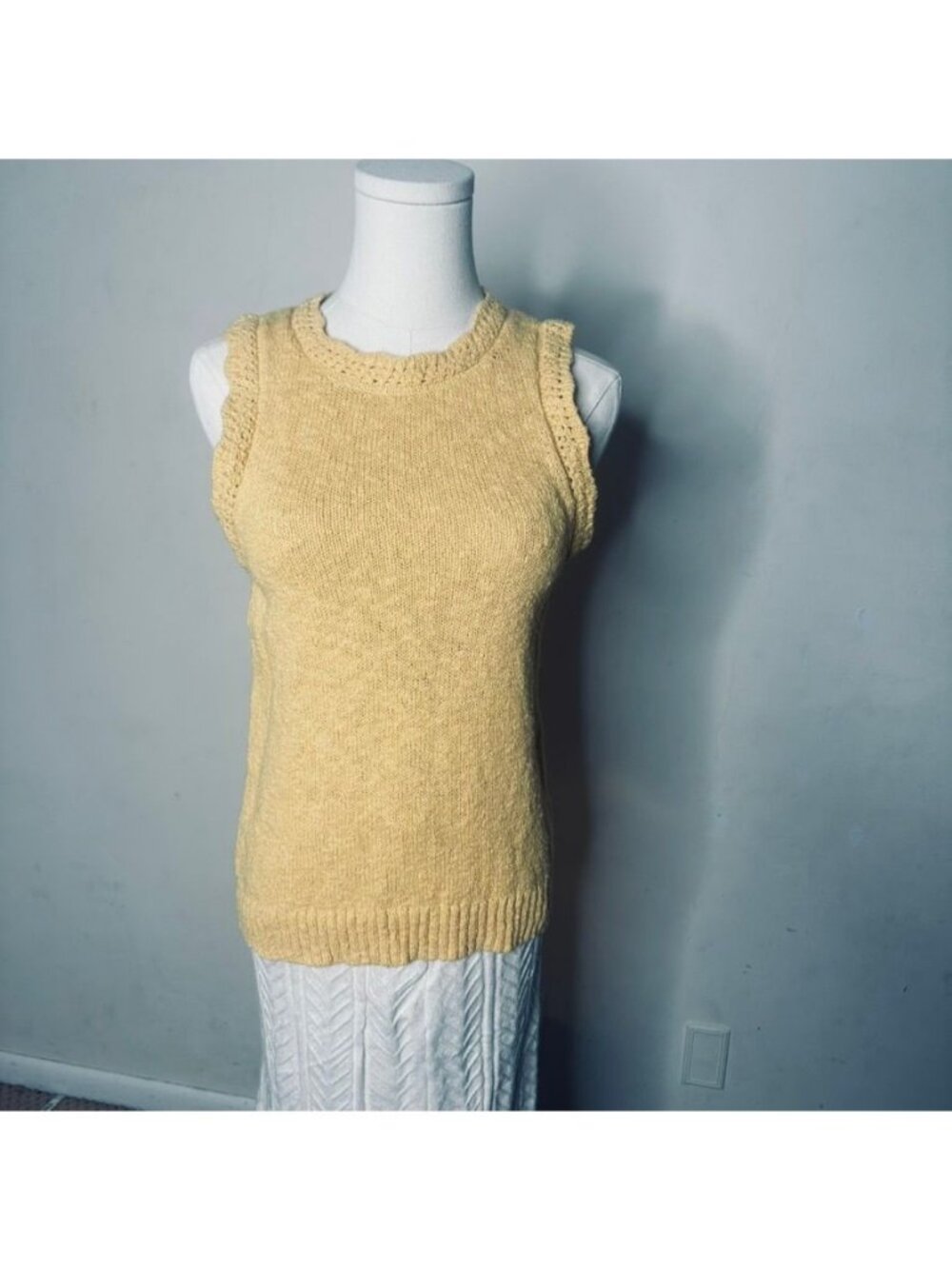 J.Crew Womens S Yellow Textured Boucle Knit Sleeveless Sweater Tank Top Coastal